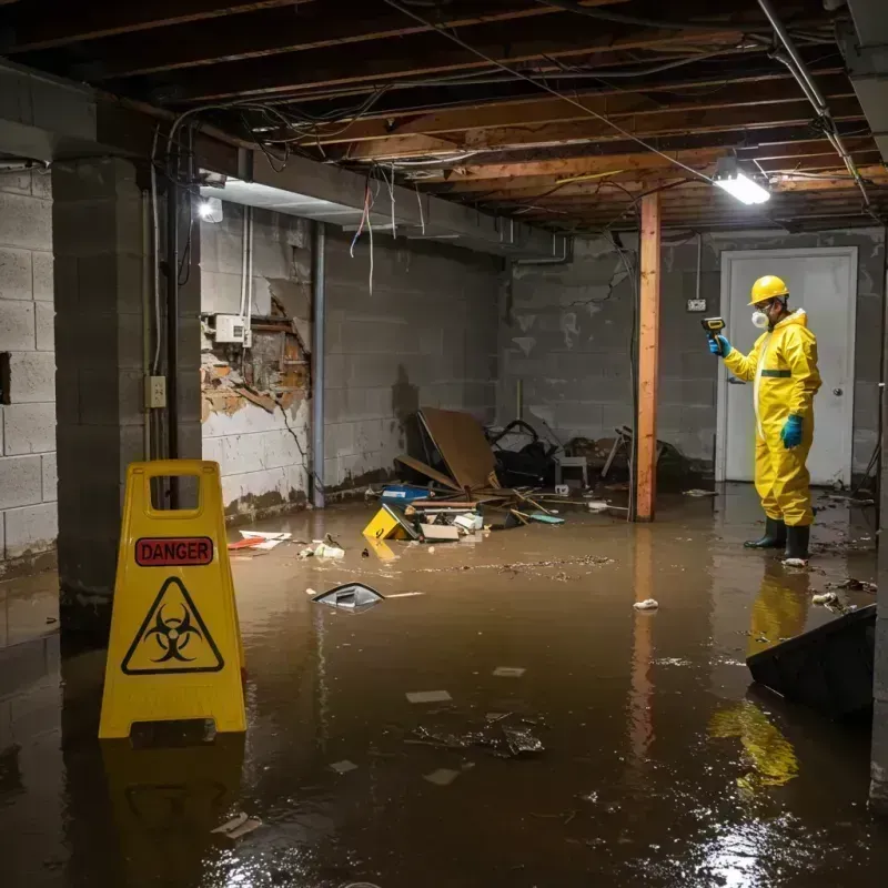 Flooded Basement Electrical Hazard in Roanoke, IL Property